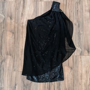 Sparkly Black One-shoulder Dress